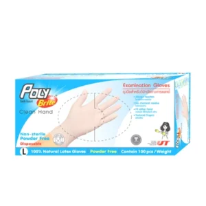 POLY-BRITE ถุงมือยางธรรมชาติไม่มีแป้ง size L (กล่อง100ชิ้น)