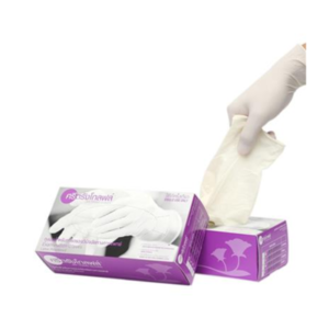 ถุงมือยางมีแป้ง ศรีตรัง สีม่วง XS GLOVE03 (100ชิ้น)