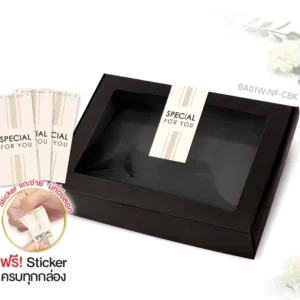 กล่องฝาเสียบ หน้าต่าง 16×22×5cm. สีดำ หนา 300แกรม (10ใบ)