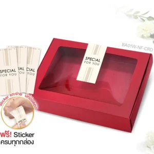 กล่องฝาเสียบ หน้าต่าง 16×22×5cm. สีแดง หนา 300แกรม (10ใบ)