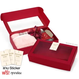 กล่องฝาเสียบ หน้าต่าง11×19×4cm. สีแดง หนา300แกรม (10กล่อง)