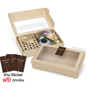 กล่องฝาเสียบ หน้าต่าง11×19×4ซม. คราฟท์ หนา300แกรม (10กล่อง)