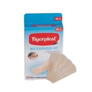 พลาสเตอร์ปิดแผล Tigerplast Waterproof Fit กันน้ำ ขนาด 19×56 mm. บรรจุ 16 ชิ้น
