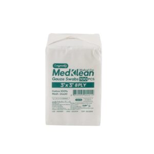 ผ้าก๊อซ MEDKLEAN 8 Ply [100ชิ้น/ห่อ] 3X3 นิ้ว