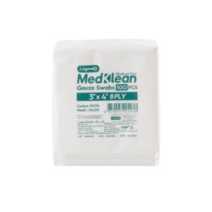 ผ้าก๊อซ MEDKLEAN 8 Ply [100ชิ้น/ห่อ] 3X4 นิ้ว