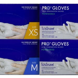 (ยกลัง 20 กล่อง) Pro Gloves โปรโกลฟ ถุงมือตรวจโรค ลาเท็กซ์ มีแป้ง (100ชิ้น/กล่อง) ไซซ์L