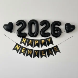 Set ธง Happy New year สีดำ