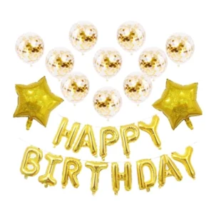 เซตลูกโป่งตัวอักษรฟอยล์ Happy Birthday CASSA B1S040 - B1S043 สีเหลืองทอง