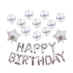 เซตลูกโป่งตัวอักษรฟอยล์ Happy Birthday CASSA B1S040 - B1S043 สีเงิน