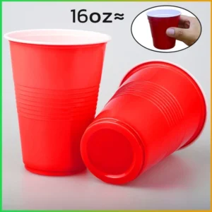 แก้วพลาสติกใช้แล้วทิ้ง 16oz สีแดง 20 ใบ
