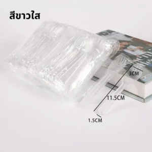 ช้อนส้อมพลาสติก แบบใช้แล้วทิ้ง แพ็ค 100 ชิ้น สีขาวใส