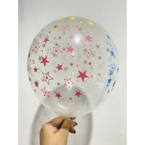 ลูกโป่งใสลายดาวคละสี ขนาด 12" ชุด 20 ใบ