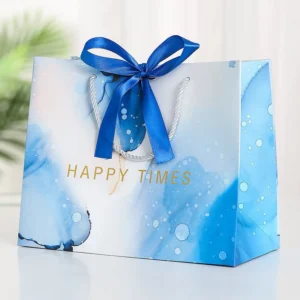 ถุงกระดาษใส่ของขวัญพร้อมโบว์ ลายMableน้ำเงิน ไซซ์L