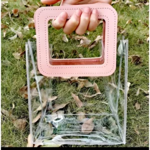 ถุงของขวัญสีใส ชมพูสี่เหลี่ยม ไซซ์L
