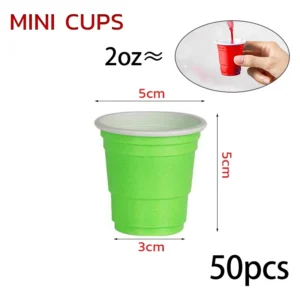 แก้วพลาสติกใช้แล้วทิ้ง 2oz สีเขียว 50 ใบ