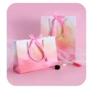 ถุงกระดาษใส่ของขวัญพร้อมโบว์ ลายGolden Pink 3D ไซซ์L