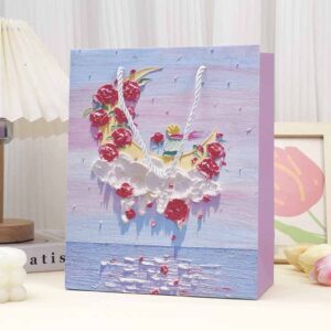 ถุงของขวัญภาพวาดสีน้ำมันสีพาสเทล ลายเจ้าชายน้อยกุหลาบ ไซซ์L