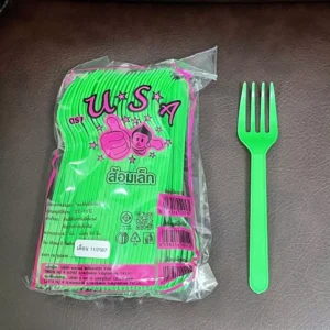 ส้อมเล็กพลาสติก 50 คัน สีเขียว