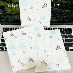 ถุงกระดาษของขวัญลายสุนัขสีฟ้า ขนาด17x12cm 10ชิ้น