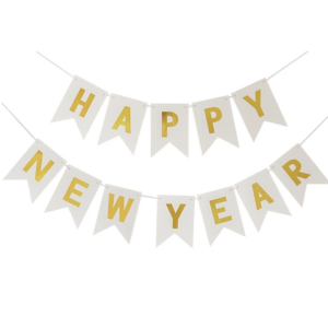 ธง Happy New year สีขาว