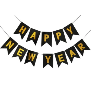 ธง Happy New year สีดำ