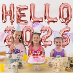 ลูกโป่งปีใหม่ 2026 สีโรสโกลด์ 1 Set