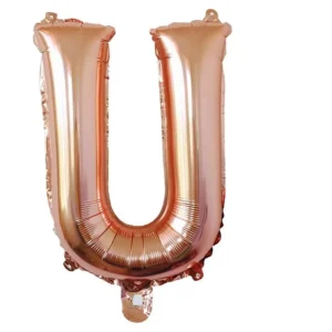 ลูกโป่งฟอยล์ตัวอักษร U สีโรสโกลด์ ขนาด 16 นิ้ว