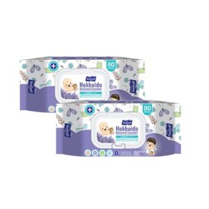 ผ้าเช็ดทำความสะอาดผิว SANISOFT LAVENDER 80 แผ่น (แพ็กคู่)