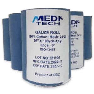 MediTech Gauze Roll Mesh 24 x 20 36″ x 100Yds ISO13485 ผ้าก๊อสม้วน ตัด 6 ท่อน 6