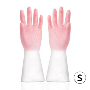 ถุงมือล้างจานสีชมพู ไซซ์ S