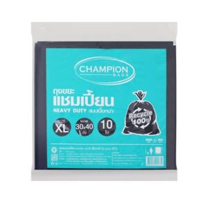 ถุงขยะหนา CHAMPION 30X40 นิ้ว 10 ใบ สีดำ