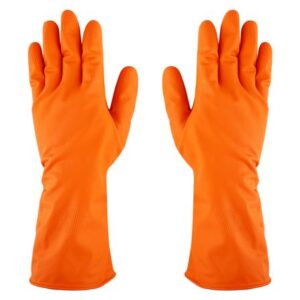 ถุงมือยาง ตราม้า สีส้ม Size L