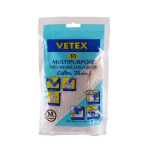 ถุงมือยางอเนกประสงค์ VETEX ไซซ์ M สีขาว แพ็ก 10 ชิ้น