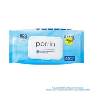ผ้าเช็ดทำความสะอาด PORRIN EXTRA SIZE 20x28 ซม. 40 แผ่น