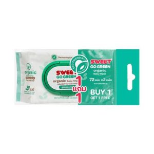 ผ้าเช็ดทำความสะอาด SWEET ORGANIC 72 แผ่น (แพ็ก 1+1)