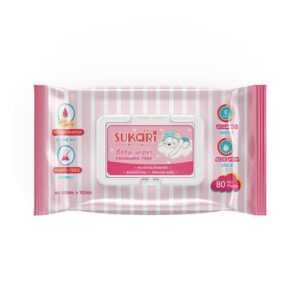 ผ้าเช็ดทำความสะอาด SUKARI BABY WIPES ไม่มีน้ำหอม 80 แผ่น