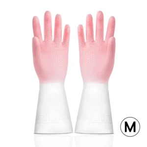 ถุงมือล้างจานสีชมพู ไซซ์ M