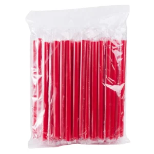 [12mm] หลอดเล็กพลาสติก ปลายแหลม ห่อฟิล์ม ขนาด 12 มม สีแดง บรรจุ 100 เส้น/แพ็ค