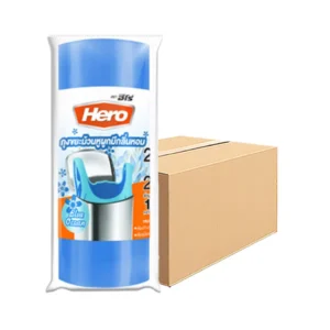 ฮีโร่ ถุงขยะม้วนแบบมีหูผูก กลิ่นหอมสีฟ้า 24x28 นิ้ว x 30