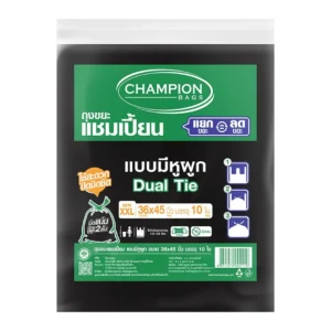 แชมเปี้ยน ถุงขยะดำ แบบมีหูผูก 36x45 นิ้ว 10 ใบ