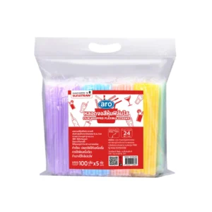 เอโร่ หลอดหักงอคละสีห่อฟิล์ม 24 ซม. 100 เส้น x 5