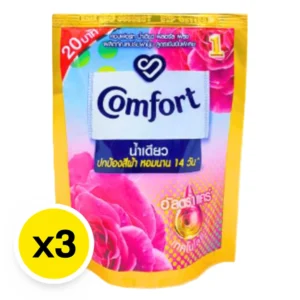 คอมฟอร์ท อัลตร้าน้ำเดียว น้ำยาปรับผ้านุ่ม สูตรเข้มข้น ฟลอรัล เฟรช สีชมพู 110 มล. x 3