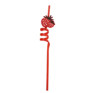 หลอดพลาสติกที่มีสีสัน Fruit Theme ลายสตรอเบอร์รี่