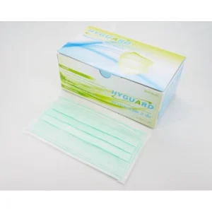 hyguard mask หน้ากากอนามัยทางการแพทย์ 3 ชั้นผู้ใหญ่ สีเขียว 1 กล่อง 50 ชิ้น