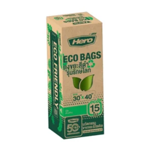 ฮีโร่ ถุงขยะม้วน รุ่นรักษ์โลก 30x40 นิ้ว 15 ใบ