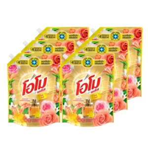 โอโม พลัส น้ำยาซักผ้าสูตรเข้มข้น กลิ่นโรซี่ ลิลลี่ 1.3 ล. x 6