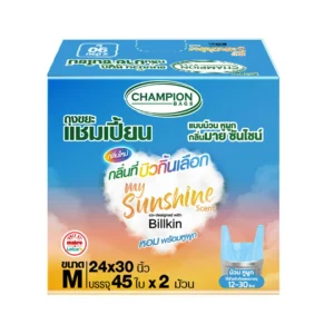 แชมเปี้ยน ถุงขยะแบบม้วน หูผูก 24x30 นิ้ว กลิ่นมมาย ซันไชน์ 45 ใบ x 2