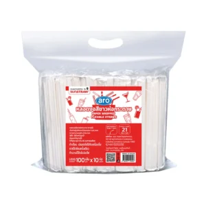 เอโร่ หลอดหักงอห่อกระดาษสีขาว 21 ซม. 100 เส้น x 10