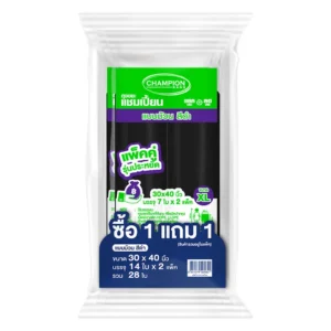 แชมเปี้ยน ถุงขยะม้วนสีดำ 30x40 นิ้ว x 1+1