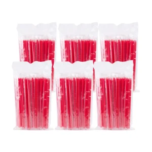 [6mm] หลอดเล็กพลาสติก ปลายแหลม ห่อฟิล์ม ขนาด 6 มม สีแดง บรรจุ (100 เส้น/แพ็ค) x 6 แพ็ค